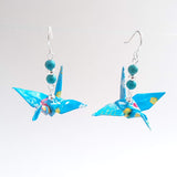 Origami Crane Earrings with Turquoise