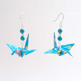 Origami Crane Earrings with Turquoise