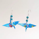 Origami Crane Earrings with Turquoise