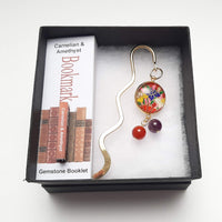 Japanese Paper Bookmark with Carnelian & Amethyst