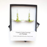 Origami Crane Earrings with Peridot