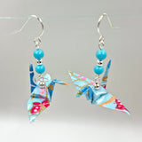 Origami Crane Earrings with Turquoise