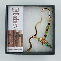 Origami Crane Bookmark with Garnet & Peridot