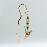 Origami Crane Bookmark with Garnet & Peridot