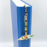Origami Crane Bookmark with Garnet & Peridot