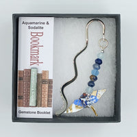 Origami Crane Bookmark with Aquamarine & Sodalite