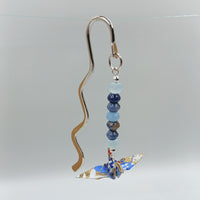 Origami Crane Bookmark with Aquamarine & Sodalite