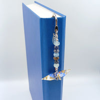 Origami Crane Bookmark with Aquamarine & Sodalite