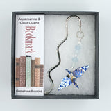 Origami Crane Bookmark with Aquamarine & Clear Quartz