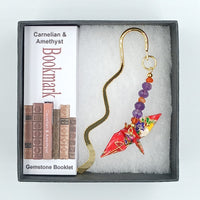 Origami Crane Bookmark with Carnelian & Amethyst
