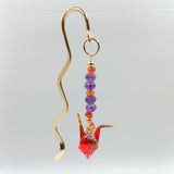 Origami Crane Bookmark with Carnelian & Amethyst