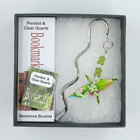 Origami Crane Bookmark with Peridot & Clear Quartz