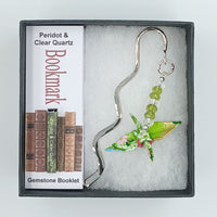 Origami Crane Bookmark with Peridot & Clear Quartz