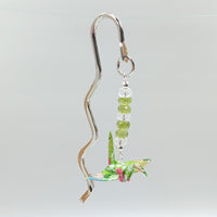 Origami Crane Bookmark with Peridot & Clear Quartz