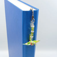 Origami Crane Bookmark with Peridot & Clear Quartz