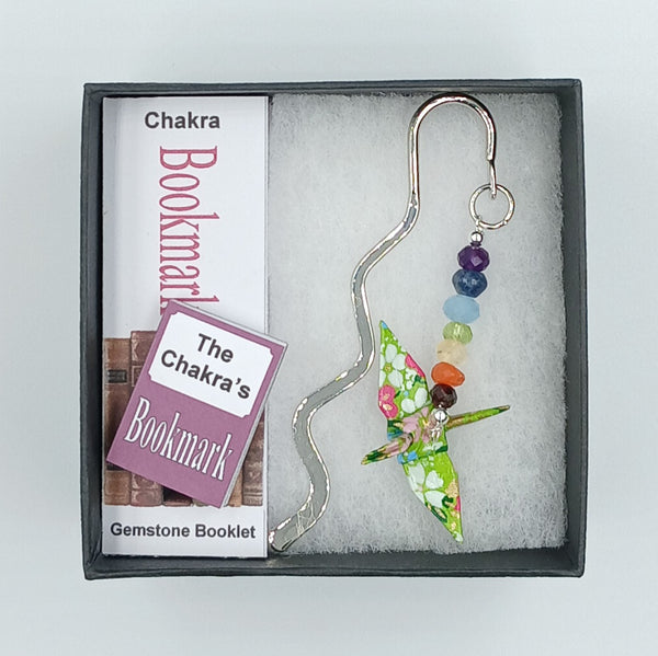 Origami Crane Bookmark with Chakra Stones