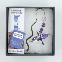 Origami Crane Bookmark with Amethyst & Clear Quartz
