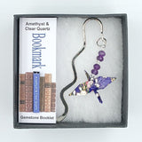 Origami Crane Bookmark with Amethyst & Clear Quartz