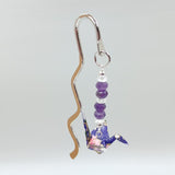 Origami Crane Bookmark with Amethyst & Clear Quartz