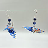 Origami Crane Earrings with Sodalite