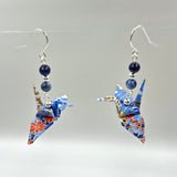 Origami Crane Earrings with Sodalite