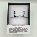 Origami Crane Earrings with Sodalite