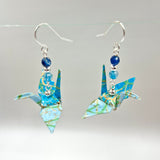 Origami Crane Earrings with Agate