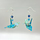 Origami Crane Earrings with Agate