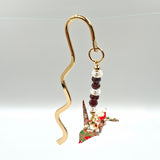 Origami Crane Bookmark with Garnet & Clear Quartz