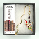 Origami Crane Bookmark with Garnet & Clear Quartz