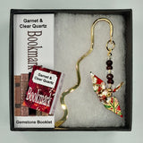 Origami Crane Bookmark with Garnet & Clear Quartz
