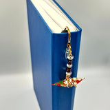 Origami Crane Bookmark with Garnet & Clear Quartz