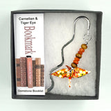 Origami Crane Bookmark with Carnelian & Tiger Eye