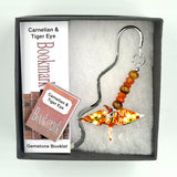 Origami Crane Bookmark with Carnelian & Tiger Eye