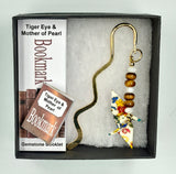 Origami Crane Bookmark with Tiger Eye & Mother of Pearl