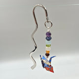 Origami Crane Bookmark with Chakra Stones (Blue)
