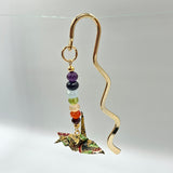 Origami Crane Bookmark with Chakra Stones (Black/Green)