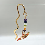 Origami Crane Bookmark with Chakra Stones (Red)