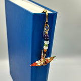Origami Crane Bookmark with Chakra Stones (Red)