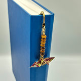 Origami Crane Bookmark with Tiger Eye