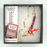 Origami Crane Bookmark with Carnelian & Amethyst