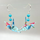 Origami Crane Earrings with Turquoise