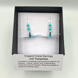 Origami Crane Earrings with Turquoise