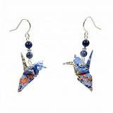 Origami Crane Earrings with Sodalite