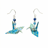 Origami Crane Earrings with Agate