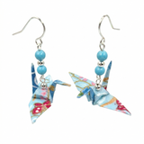 Origami Crane Earrings with Turquoise