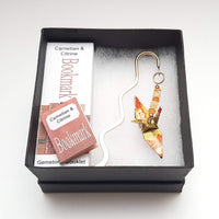 Origami Crane Bookmark with Carnelian & Citrine