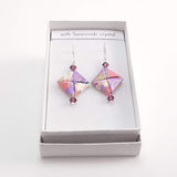 Origami Square Earrings with Swarovski Crystals - Purple