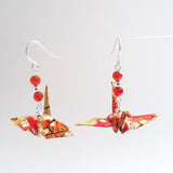 Origami Crane Earrings with Carnelian