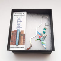 Japanese Paper Bookmark with Turquoise & Mother of Pearl